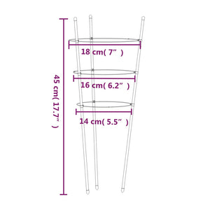 vidaXL Plant Supports with 3 Rings 5 pcs. Green 45 cm Steel