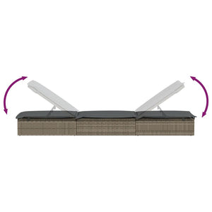 vidaXL Sun Lounger 1 pc. with Cushion Grey 201x55x62 cm Poly Rattan