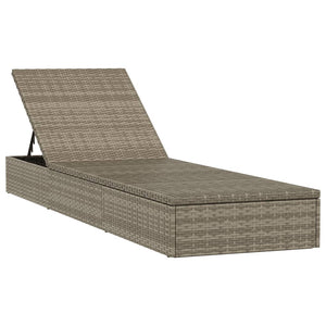 vidaXL Sun Lounger 1 pc. with Table Grey Poly Rattan