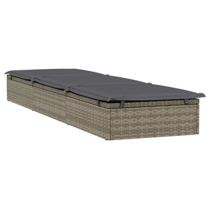 vidaXL Sun Lounger 1 pc. with Table Grey Poly Rattan