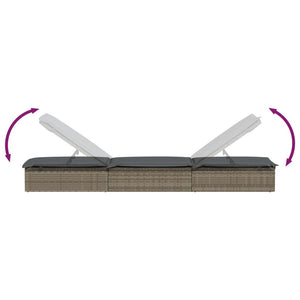 vidaXL Sun Lounger 1 pc. with Table Grey Poly Rattan
