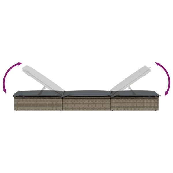 vidaXL Sun Lounger 1 pc. with Table Grey Poly Rattan