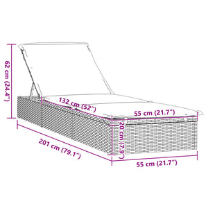 vidaXL Sun Lounger 1 pc. with Table Grey Poly Rattan