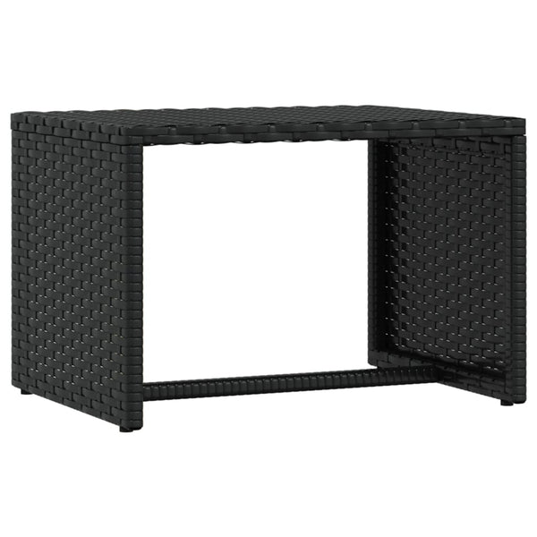 vidaXL Sun Lounger 1 pc. with Table Black Poly Rattan