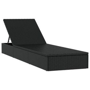 vidaXL Sun Loungers 2 pcs with Table Black Poly Rattan