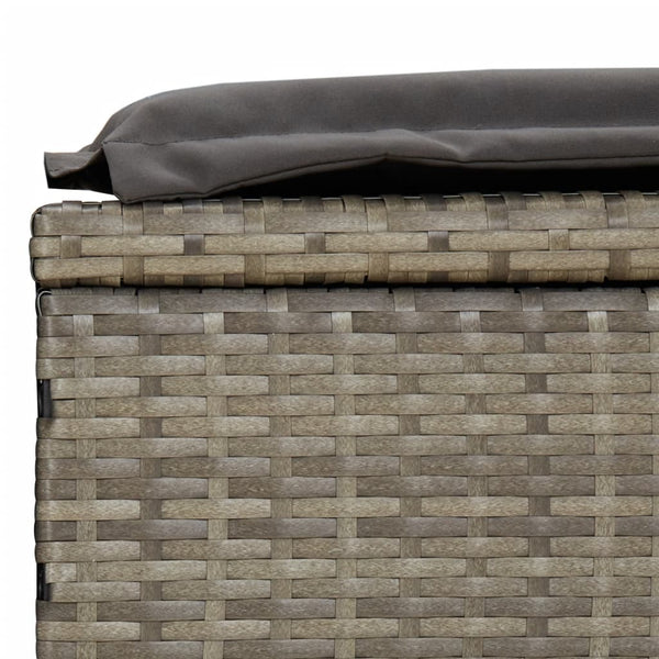 vidaXL 2-Person Sun Lounger with Cushion Grey Poly Rattan