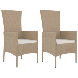 vidaXL Garden Chairs with Cushions 2 pcs. Poly Rattan Beige