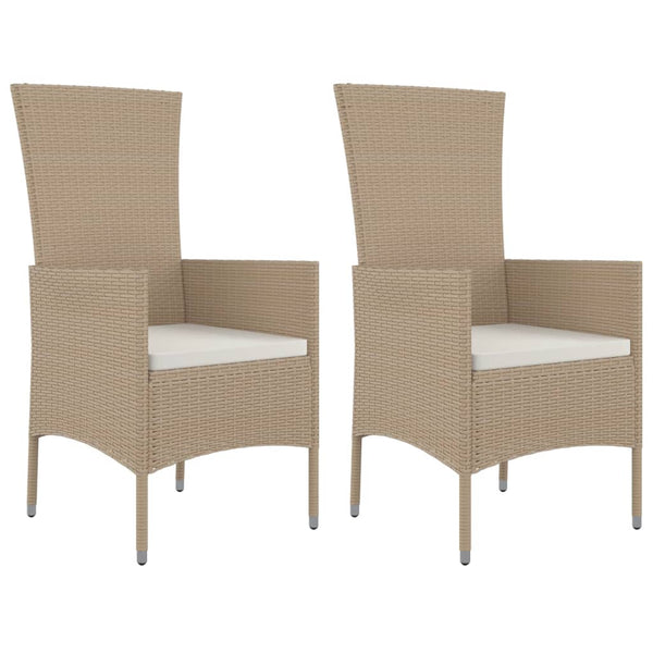 vidaXL Garden Chairs with Cushions 2 pcs. Poly Rattan Beige