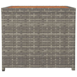 vidaXL Side Table with Wooden Top Gray Poly Rattan & Acacia Wood