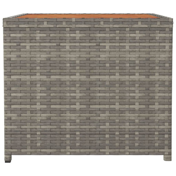 vidaXL Side Table with Wooden Top Gray Poly Rattan & Acacia Wood
