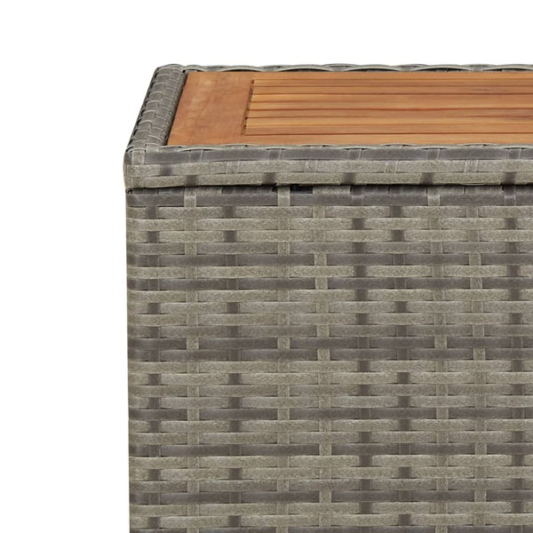 vidaXL Side Table with Wooden Top Gray Poly Rattan & Acacia Wood