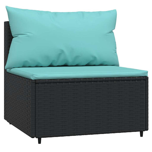 vidaXL Garden Center Sofas with Cushions 2 pcs Black Poly Rattan