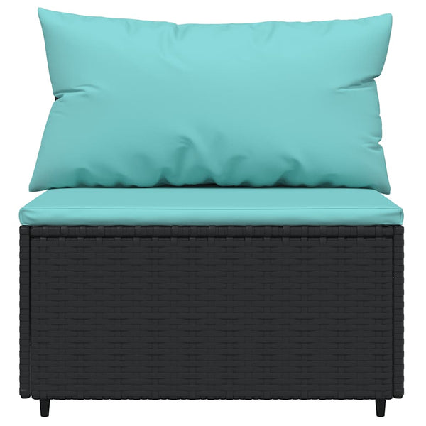 vidaXL Garden Center Sofas with Cushions 2 pcs Black Poly Rattan