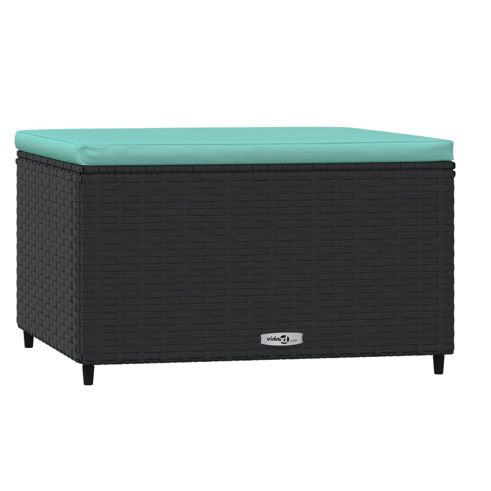 vidaXL Garden Stool with Cushion Black Poly Rattan