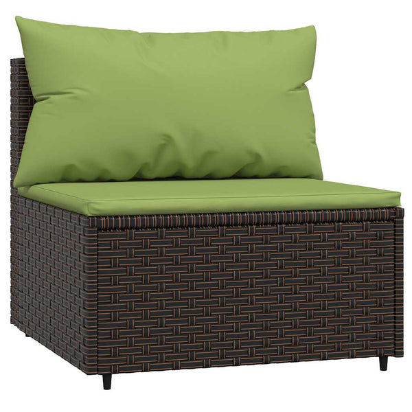 vidaXL Garden Center Sofa with Cushions Brown Poly Rattan