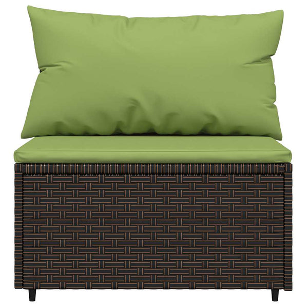 vidaXL Garden Center Sofa with Cushions Brown Poly Rattan