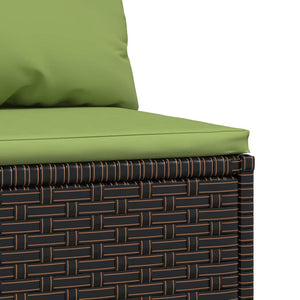 vidaXL Garden Center Sofa with Cushions Brown Poly Rattan