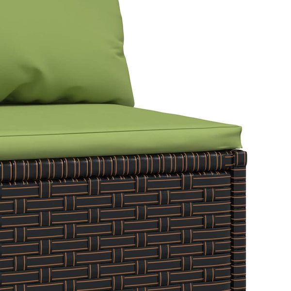 vidaXL Garden Center Sofa with Cushions Brown Poly Rattan