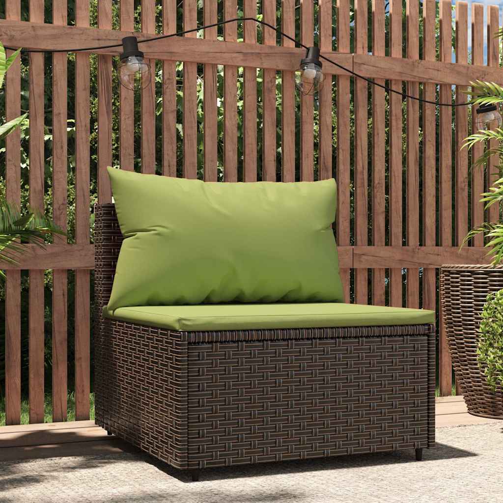 vidaXL Garden Center Sofa with Cushions Brown Poly Rattan