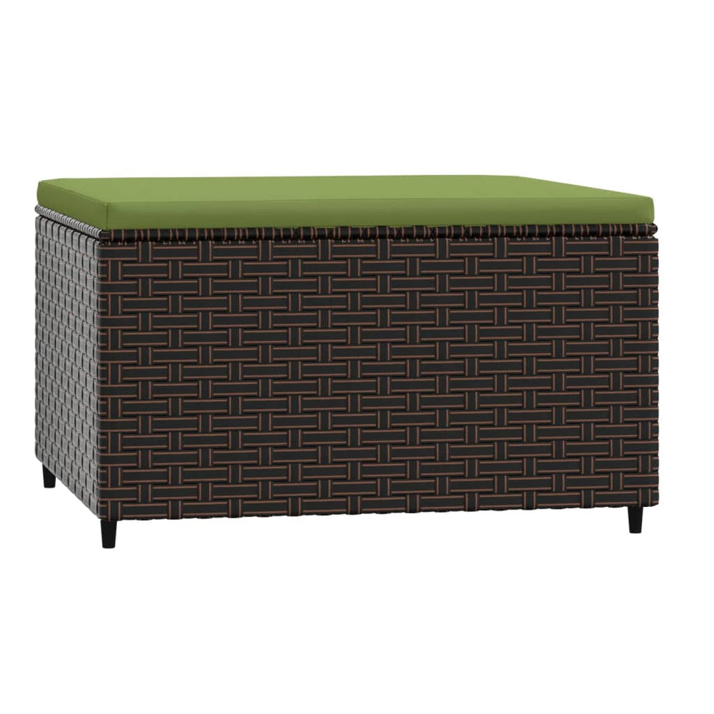 vidaXL Garden Stool with Cushion Brown Poly Rattan
