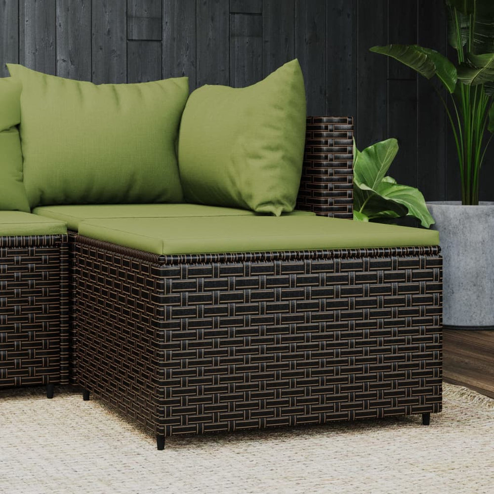 vidaXL Garden Stool with Cushion Brown Poly Rattan