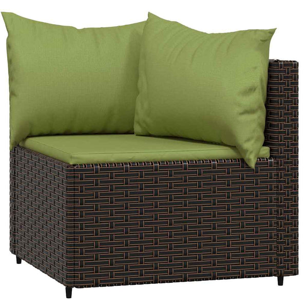 vidaXL Garden Corner Sofas with Cushions 2 pcs. Brown Poly Rattan