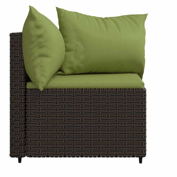vidaXL Garden Corner Sofas with Cushions 2 pcs. Brown Poly Rattan