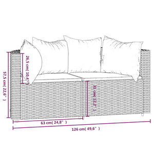 vidaXL Garden Corner Sofas with Cushions 2 pcs. Brown Poly Rattan