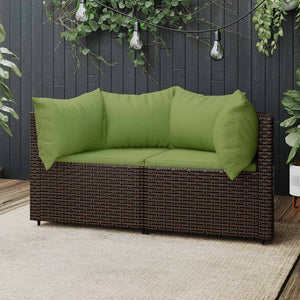 vidaXL Garden Corner Sofas with Cushions 2 pcs. Brown Poly Rattan