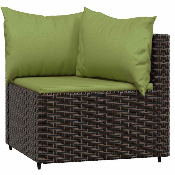 vidaXL 3-Piece Garden Lounge Set with Cushions Brown Poly Rattan