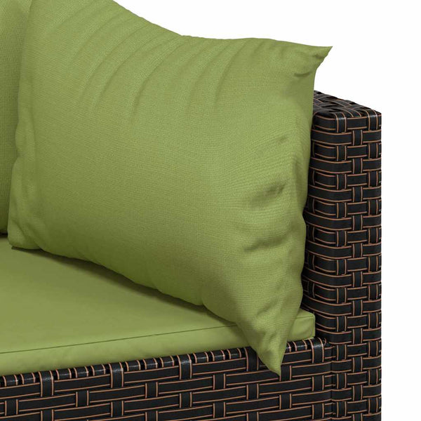 vidaXL 3-Piece Garden Lounge Set with Cushions Brown Poly Rattan