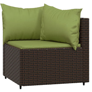vidaXL 4-piece Garden Lounge Set with Cushions Brown Poly Rattan