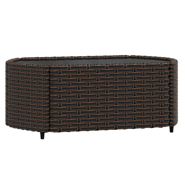 vidaXL 4-piece Garden Lounge Set with Cushions Brown Poly Rattan