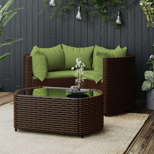 vidaXL 4-piece Garden Lounge Set with Cushions Brown Poly Rattan