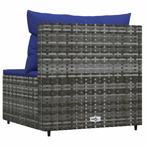 vidaXL Garden Center Sofa with Cushions Grey Poly Rattan