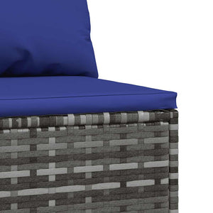 vidaXL Garden Center Sofa with Cushions Grey Poly Rattan