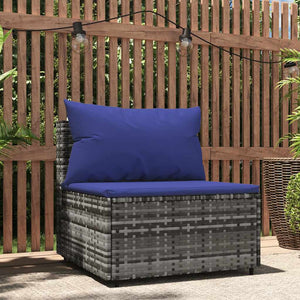 vidaXL Garden Center Sofa with Cushions Grey Poly Rattan