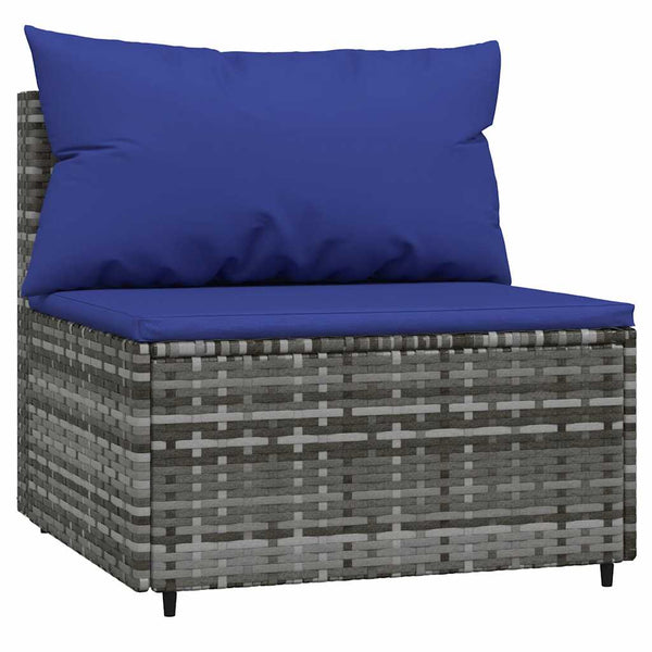 vidaXL Garden Middle Sofas with Cushions 2 pcs. Gray Poly Rattan