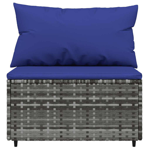 vidaXL Garden Middle Sofas with Cushions 2 pcs. Gray Poly Rattan