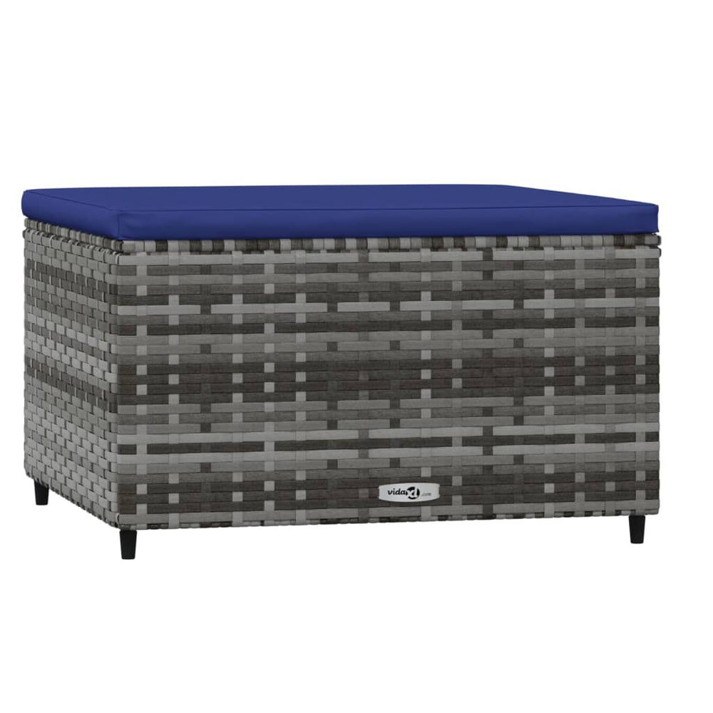 vidaXL Garden Stool with Cushion Grey Poly Rattan