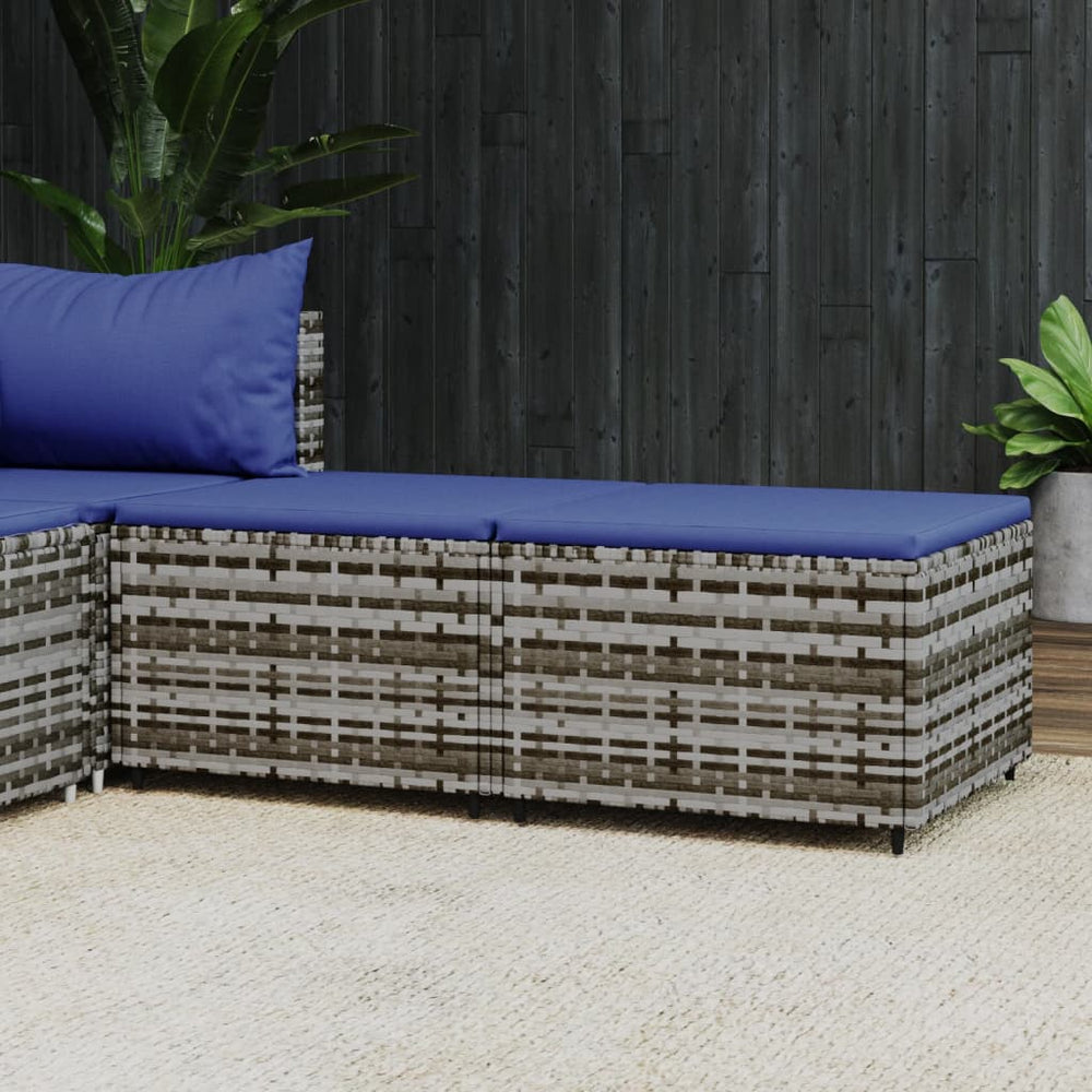 vidaXL Garden Stools with Cushions 2 pcs. Grey Poly Rattan