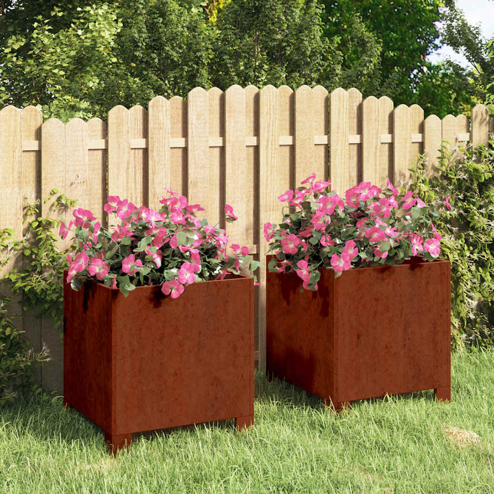 vidaXL Planter with Legs 2 pcs. Rusty 30x30x30 cm Corten Steel
