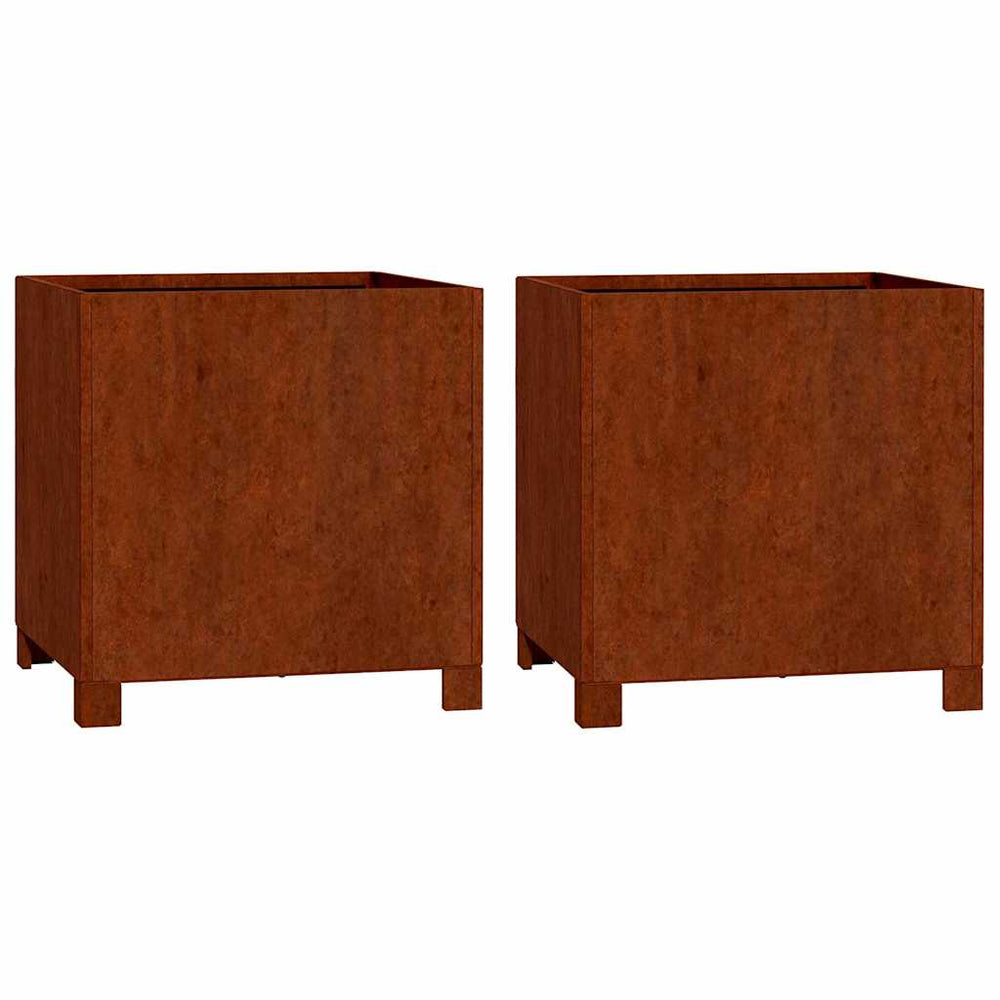 vidaXL Planters with Legs 2 pcs. Rusty 40x40x40 cm Corten Steel