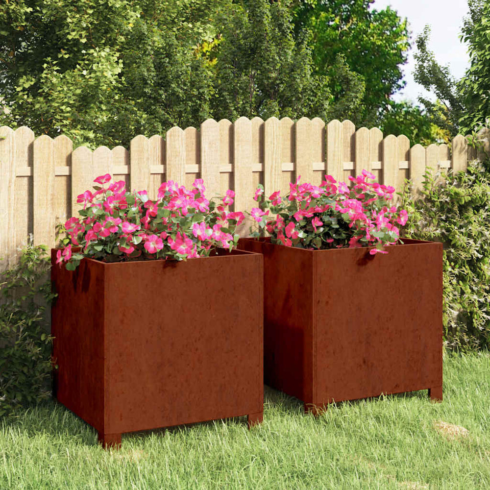 vidaXL Planters with Legs 2 pcs. Rusty 40x40x40 cm Corten Steel