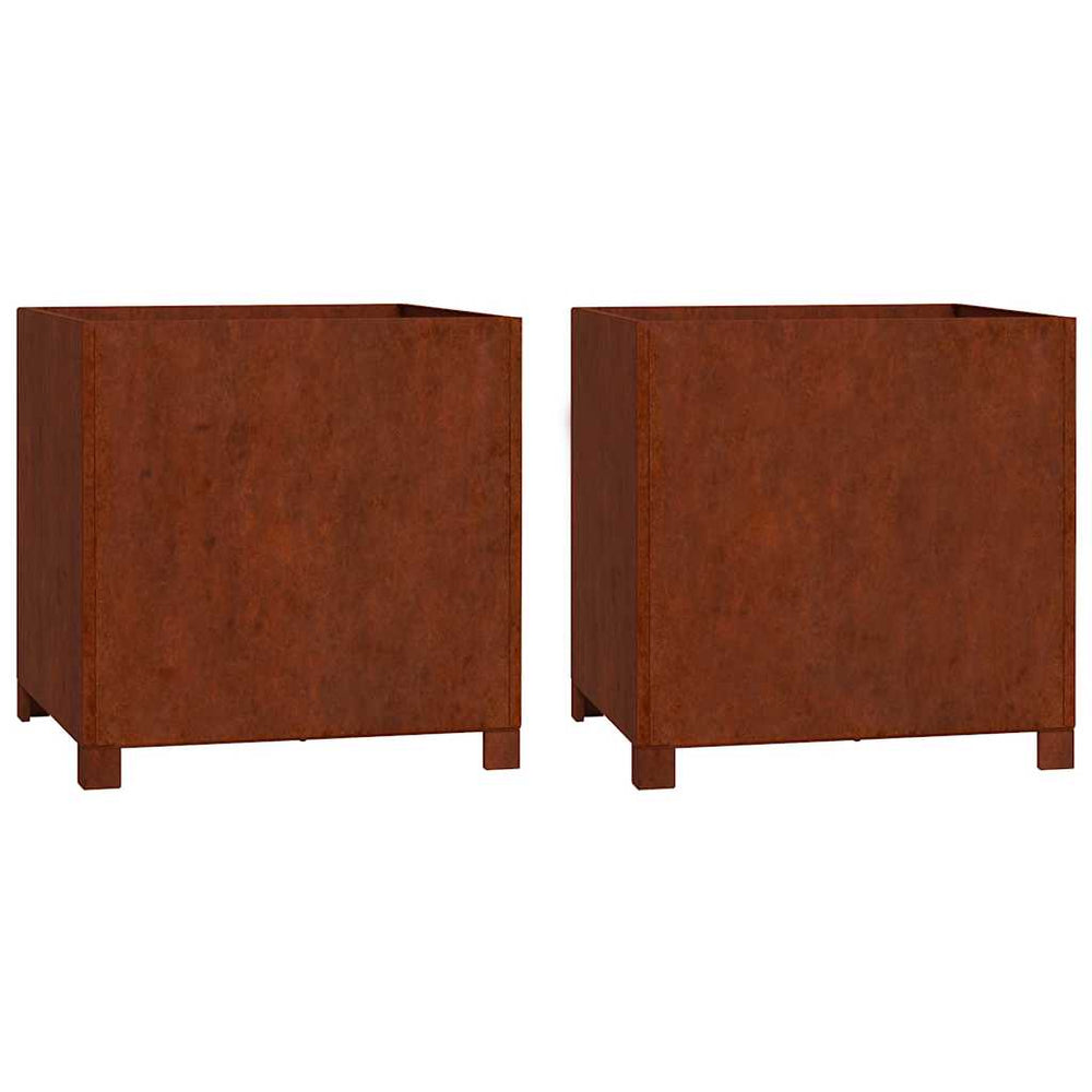 vidaXL Planter with Legs 2 pcs. Rusty 50x50x50 cm Corten Steel