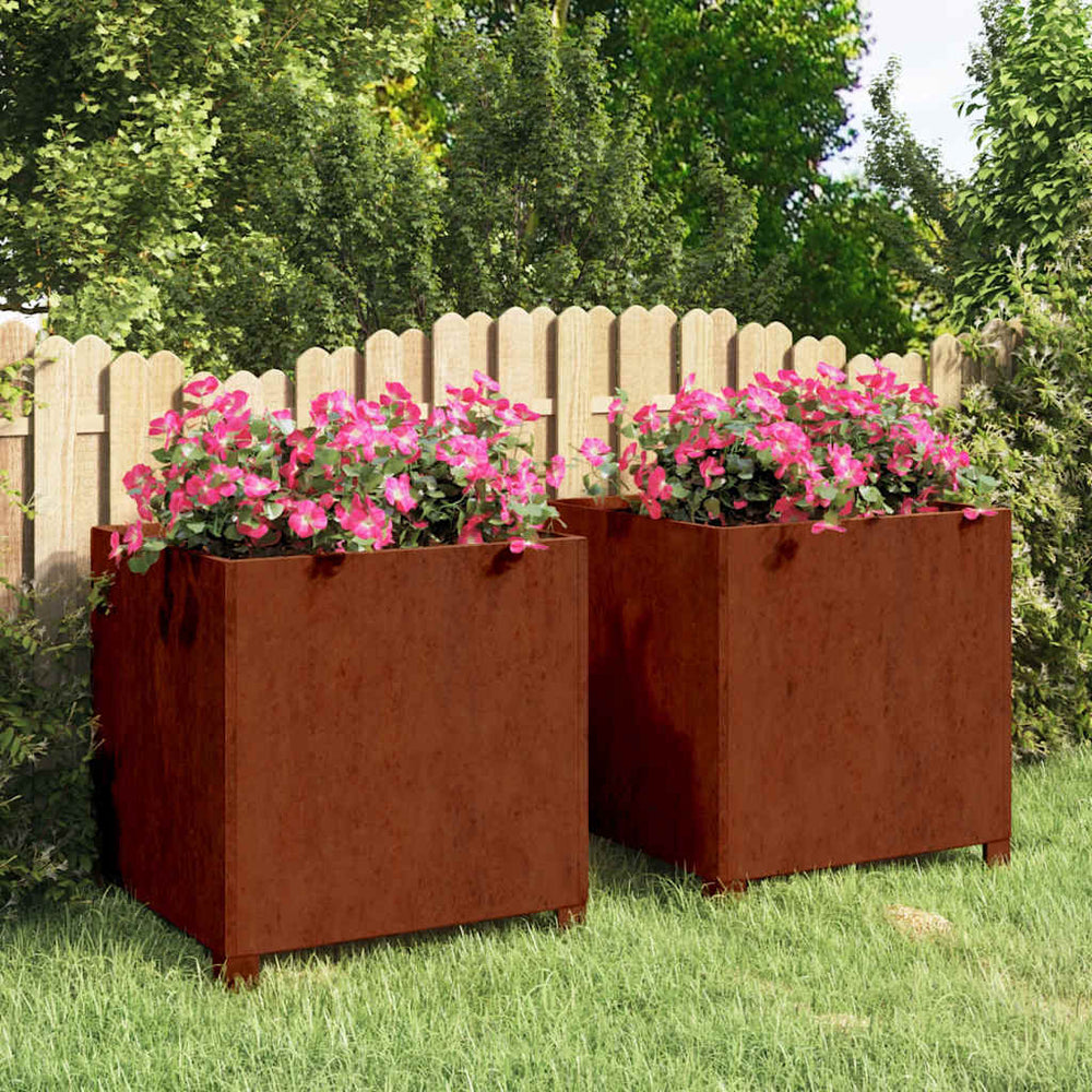 vidaXL Planter with Legs 2 pcs. Rusty 50x50x50 cm Corten Steel