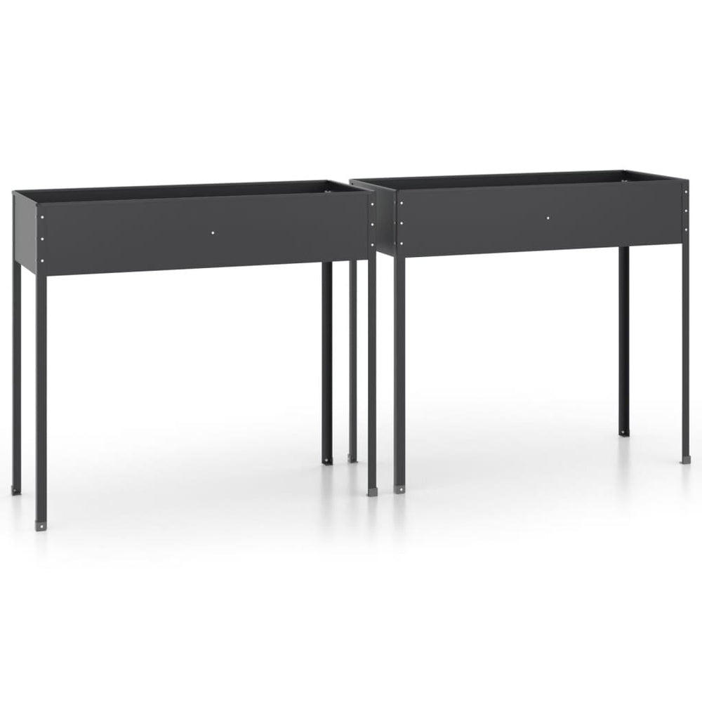vidaXL Raised Garden Bed 2 pcs Anthracite Galvanized Steel