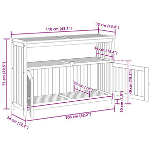 vidaXL Garden Console Table 110x35x75 cm Solid Acacia Wood
