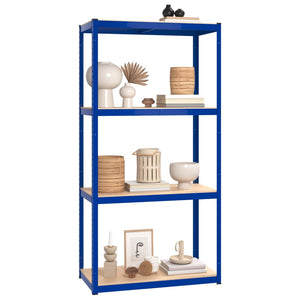 vidaXL Shelving Units with 4 Tiers 4 pcs Blue Steel & Engineered Wood