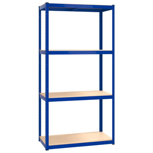 vidaXL Shelving Units with 4 Tiers 4 pcs Blue Steel & Engineered Wood